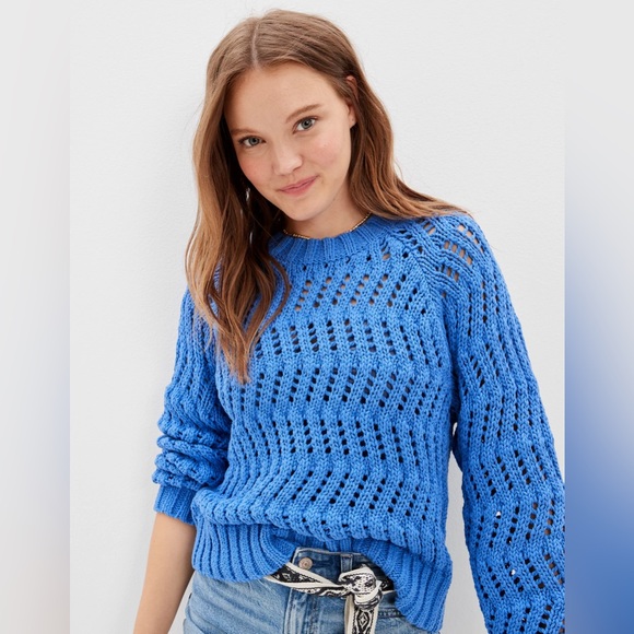 American Eagle Outfitters Sweaters - American Eagle Cobalt Open-knit Sweater